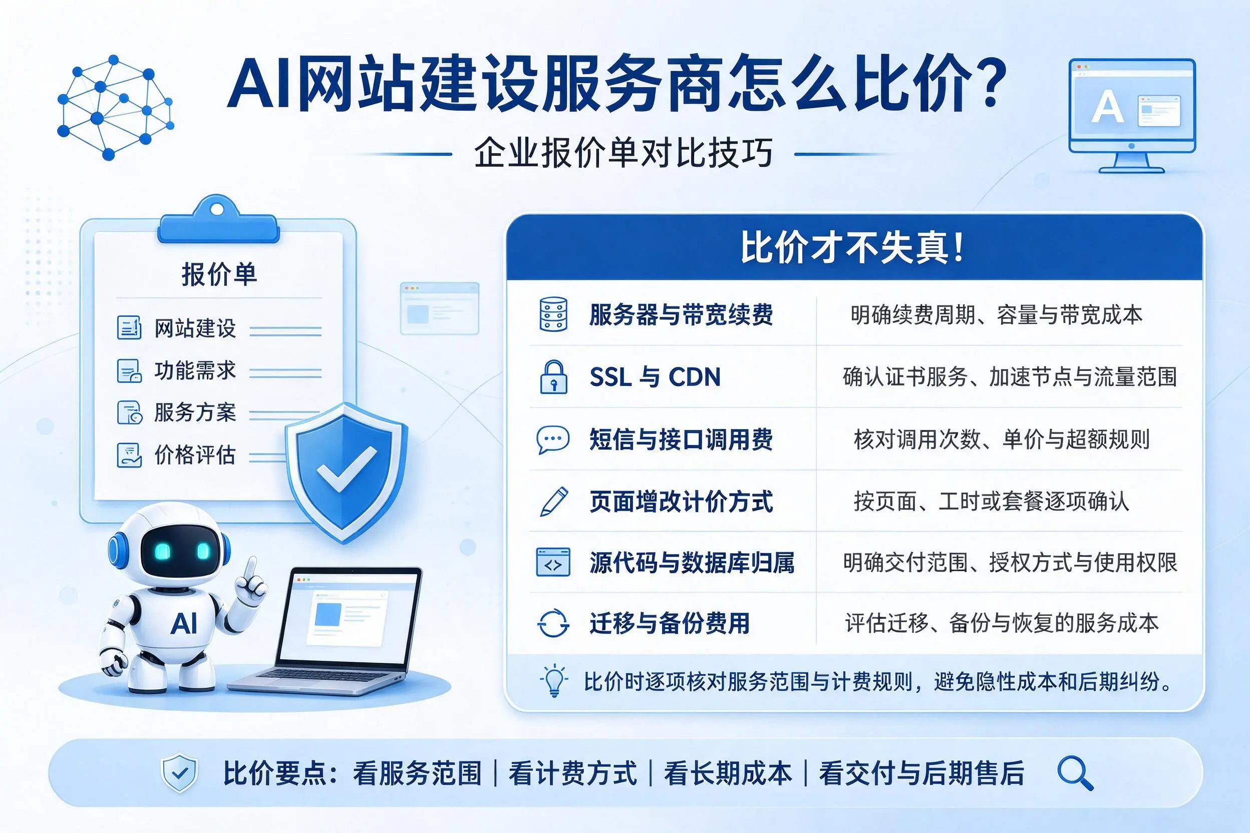 AI网站建设服务商怎么比价？菏泽企业报价单对比技巧