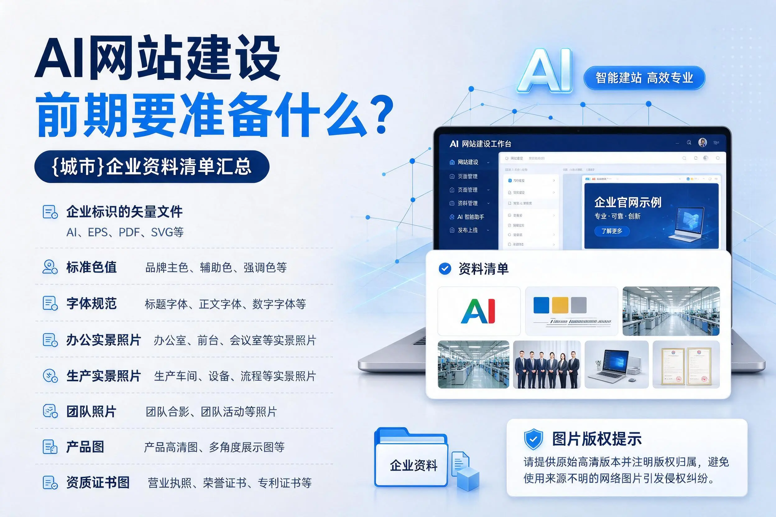 AI网站建设前期要准备什么?菏泽企业资料清单汇总